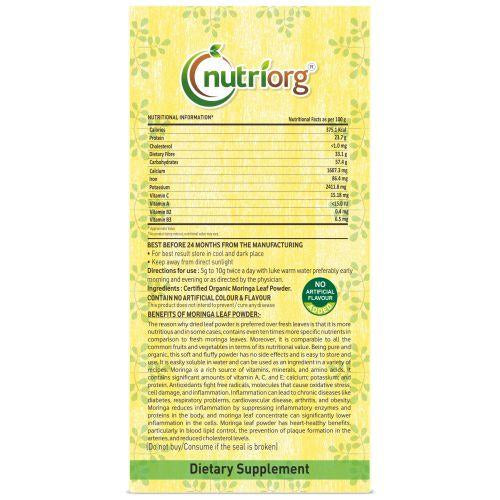 Nutriorg Certified Organic Moringa Powder - 150g