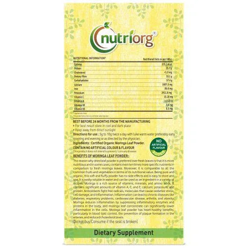 Nutriorg Certified Organic Moringa Powder - 150g - Orgoshops