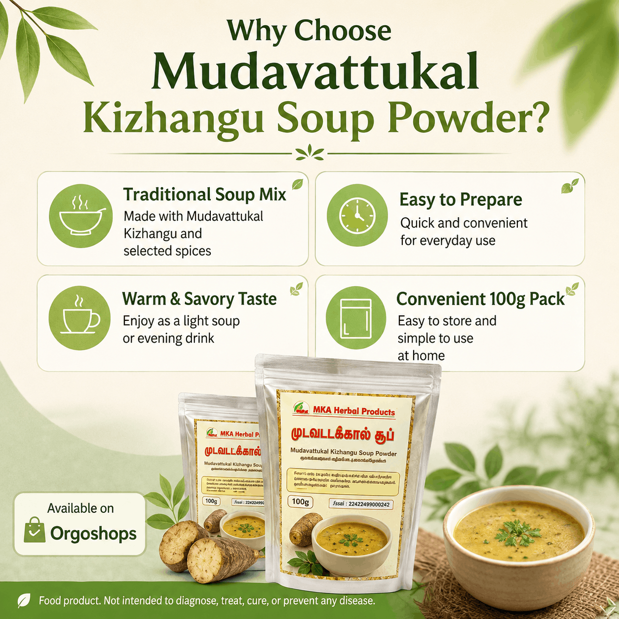 Buy MKA Herbal Mudavattukal Kilangu Soup Powder 100g in India