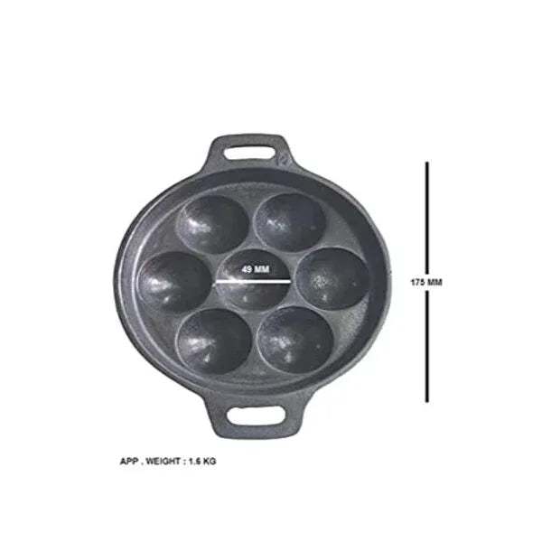 Naksha Cookwares, Premium Cast Iron Paniyaram Chatti 7Pit - Orgoshops