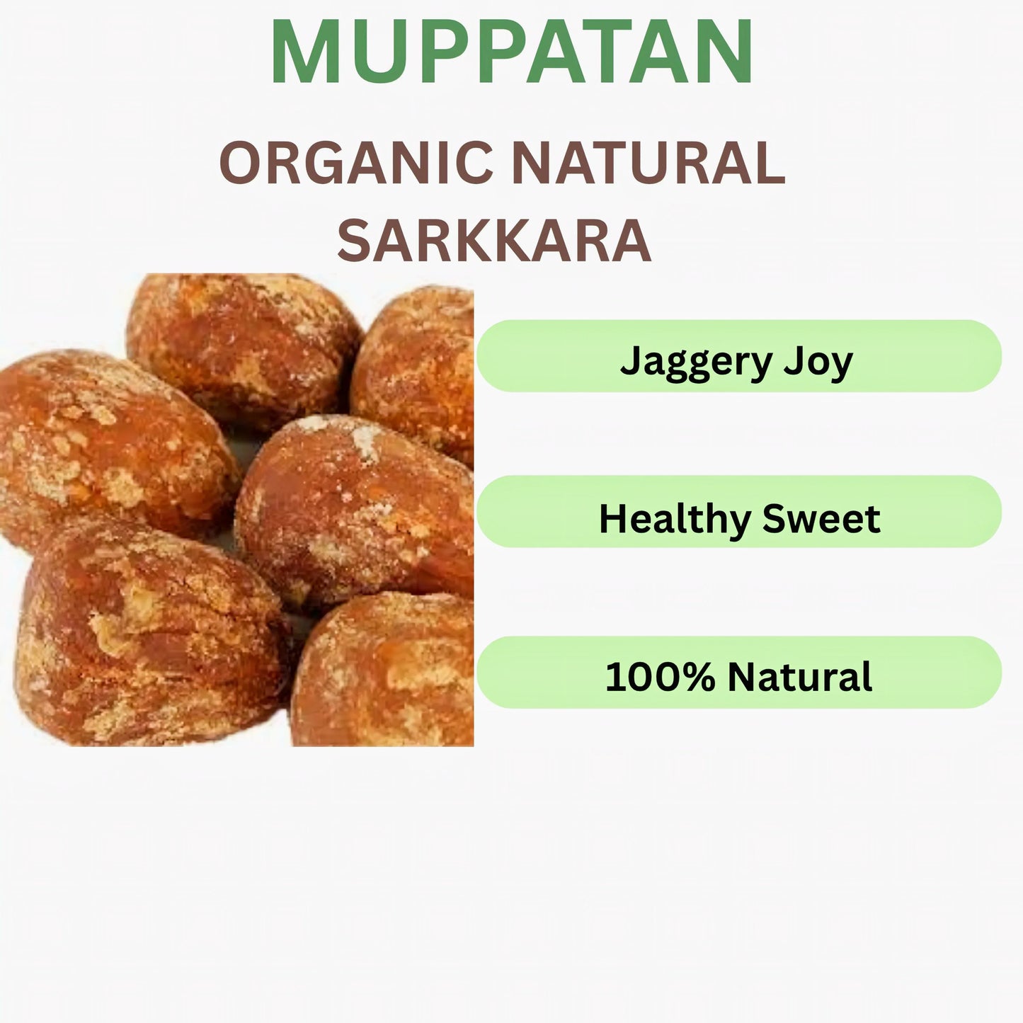 Muppatan Organic Natural Sarkkara | Jaggery Whole | Gud vellam - 1 Kg - Orgoshops