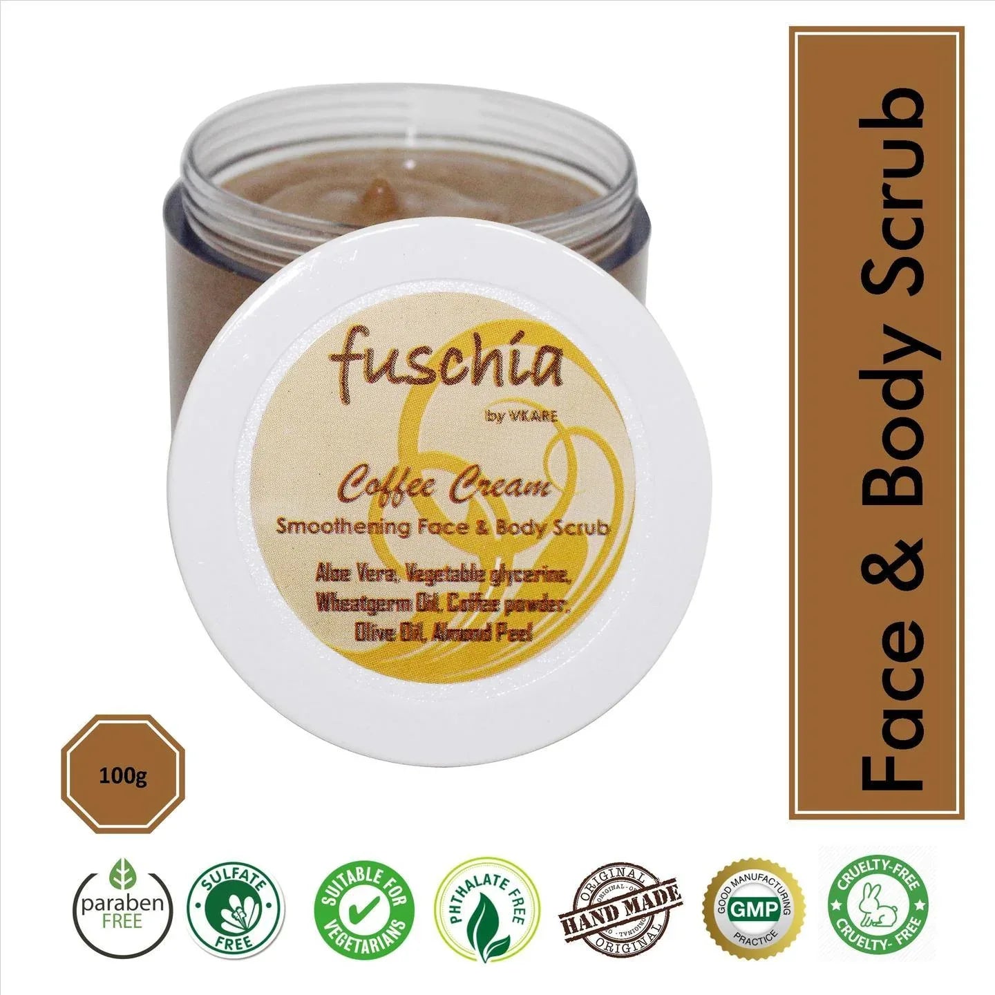 Fuschia - Coffee Cream - Smoothening Face & Body Scrub - 100g - Orgoshops