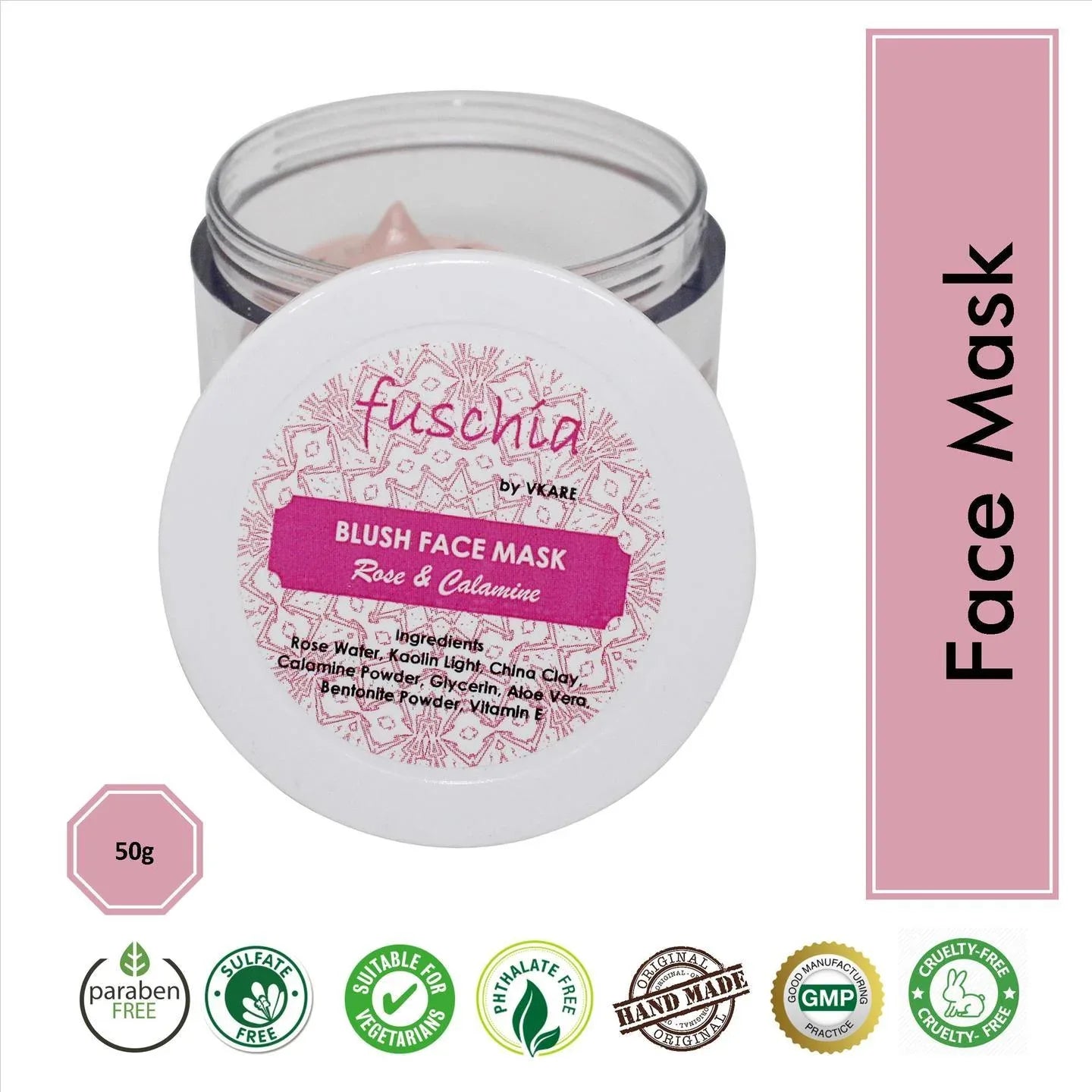 Fuschia Blush Face Mask - Rose & Calamine - 100g - Orgoshops