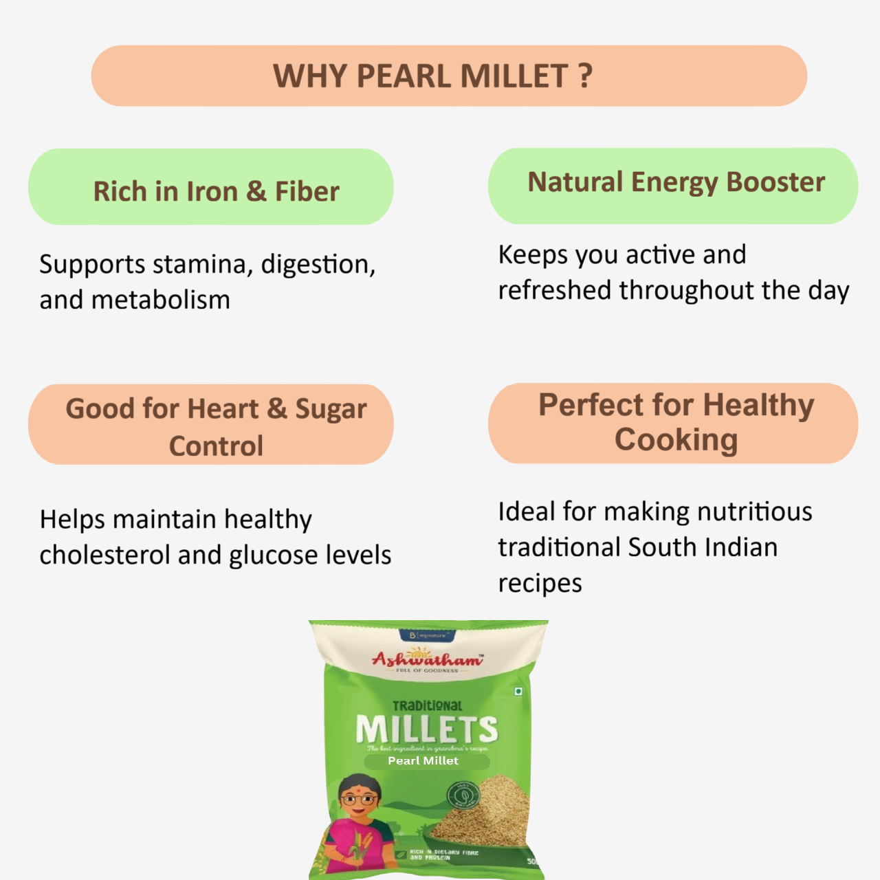 Ashwatham Pearl Millet / Bajra - 500 g (Pack of 2)