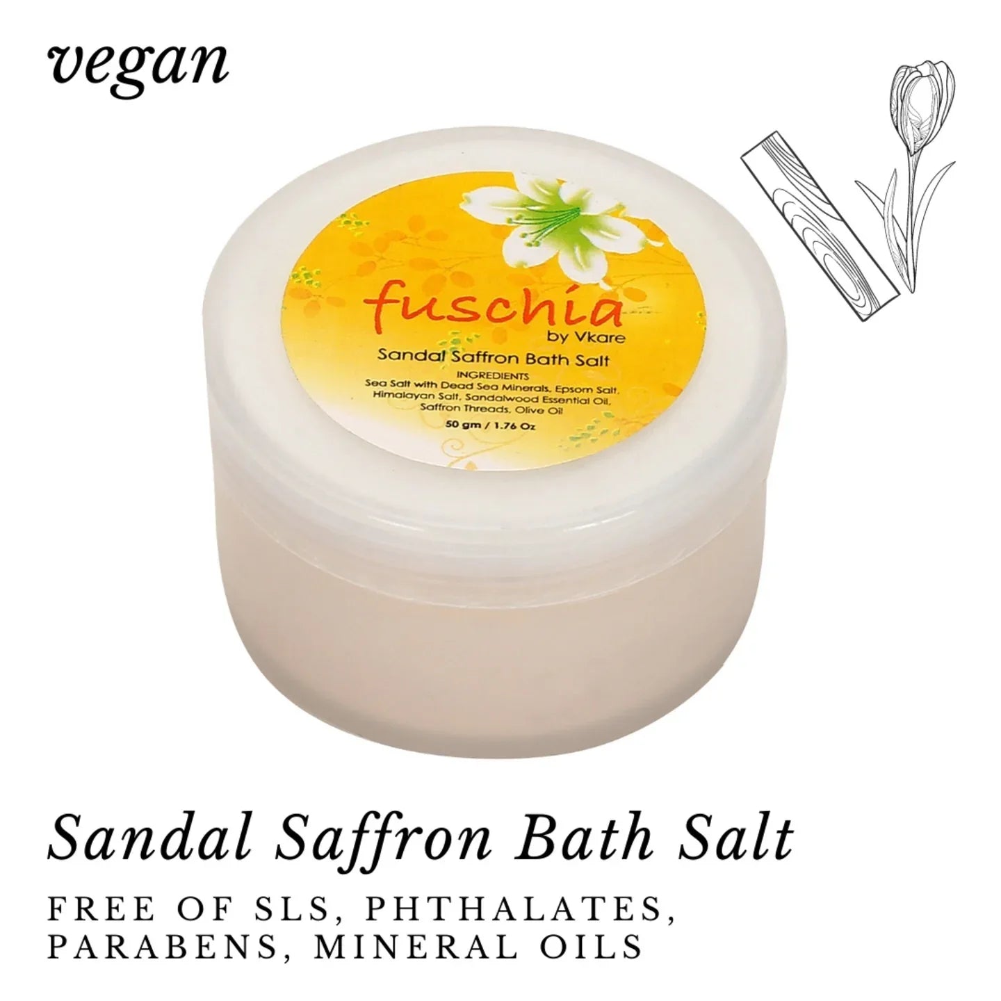 Fuschia - Sandal Saffron Bath salt - 50 gms - Orgoshops