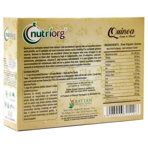 Nutriorgo Certified Organic Quinoa - 250g ( Pack of 2 ) - Orgoshops
