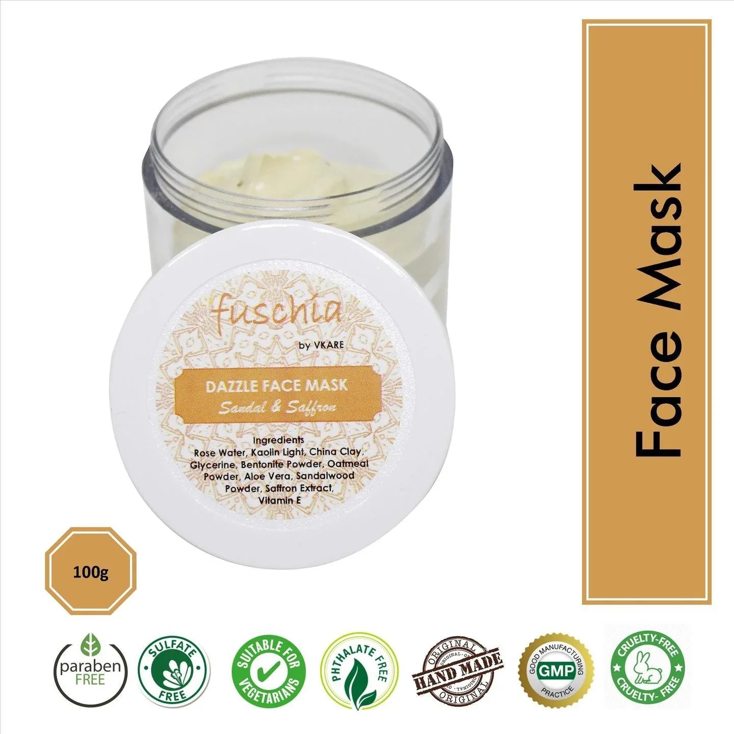 Fuschia Dazzle Face Mask - Sandal & Saffron - 100g - Orgoshops