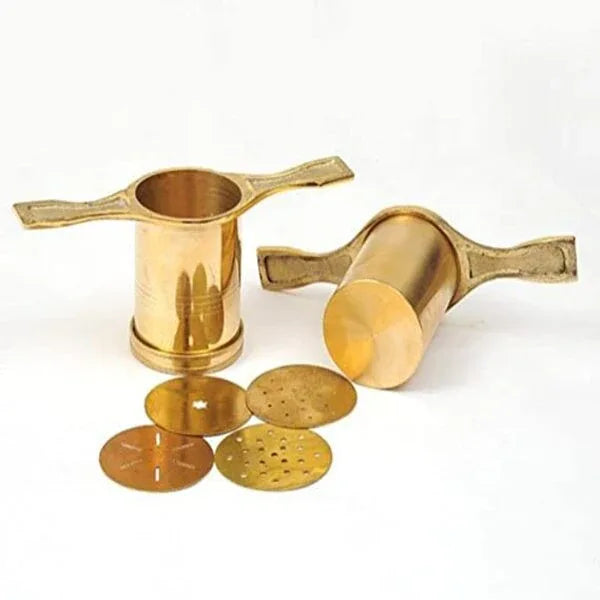 MYNAKSHA Pure Brass Idiyappam Maker Sev Sancha Machine with 6 Different Jali - Orgoshops
