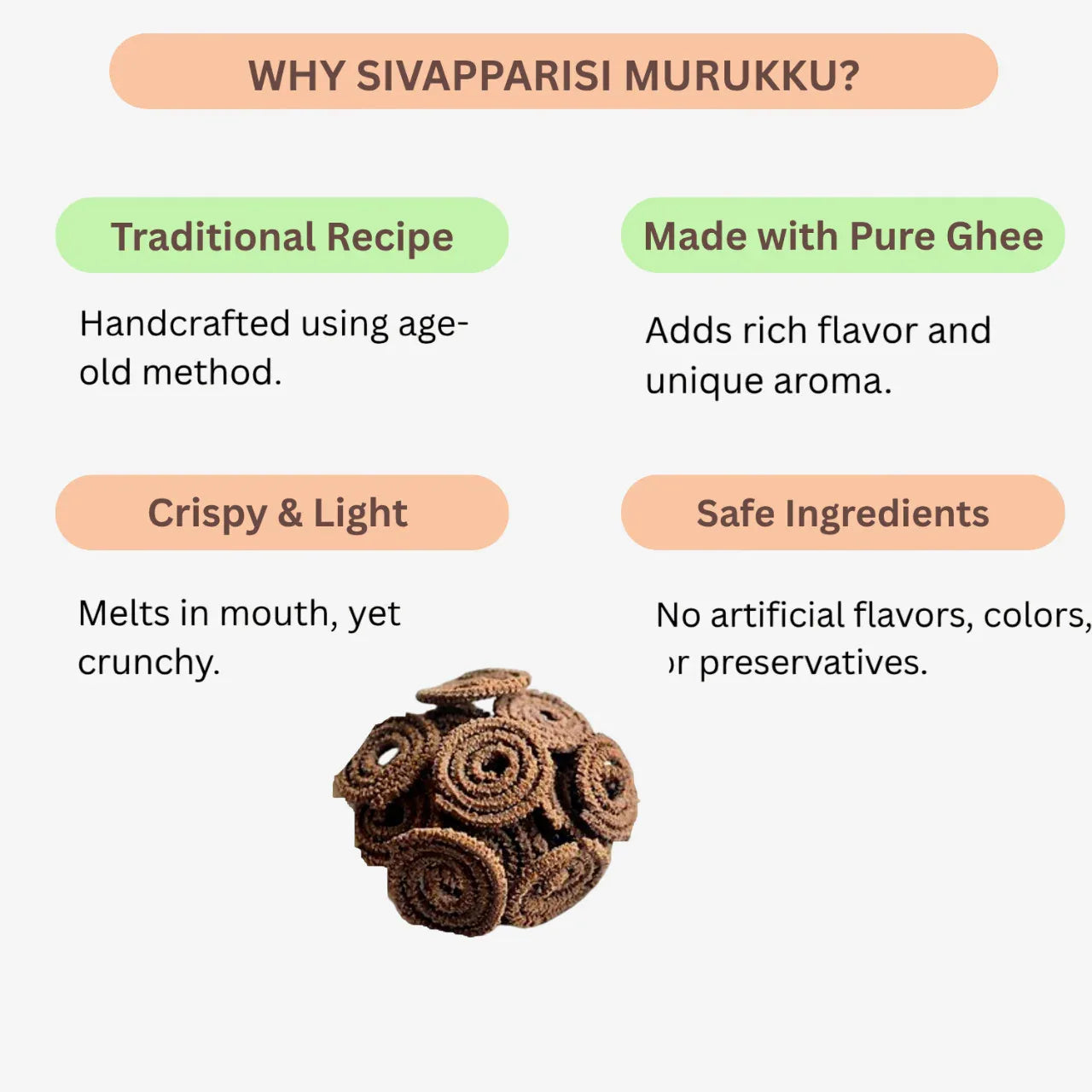 Muppatan Traditional Sivapparisi Murukku / Red Rice Murukku / Murukku - Orgoshops