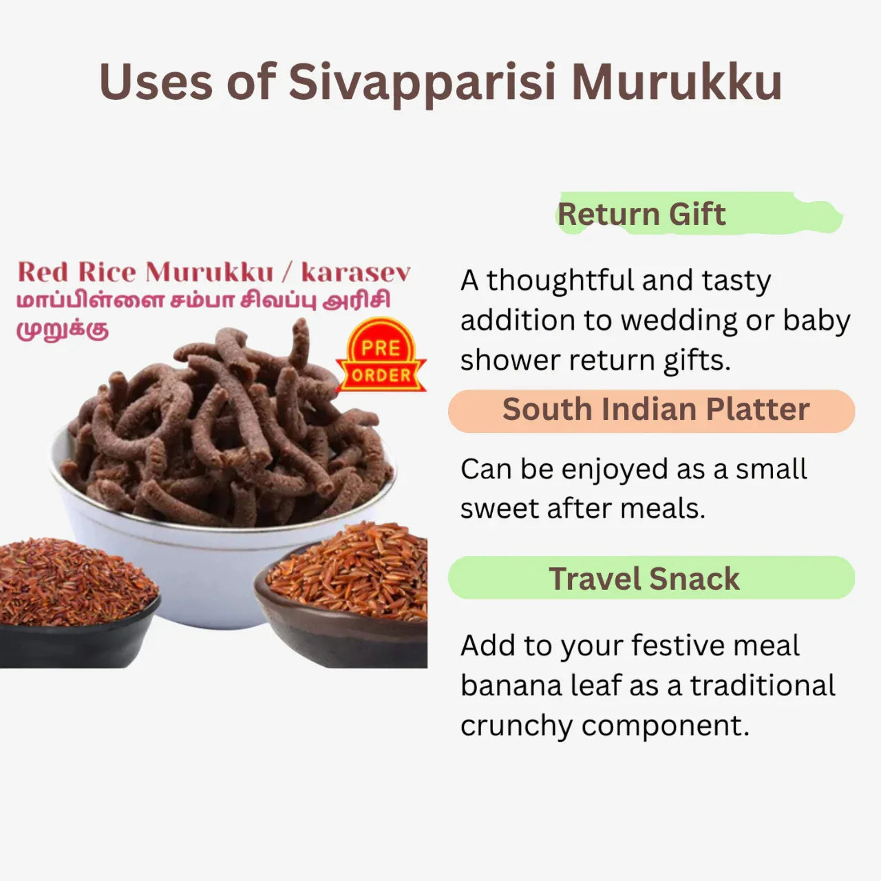 Muppatan Traditional Sivapparisi Murukku / Red Rice Murukku / Murukku - Orgoshops