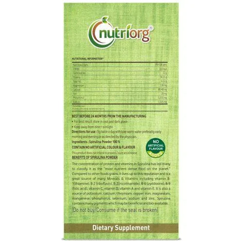 Nutriorg Spirulina Powder - 100g - Orgoshops