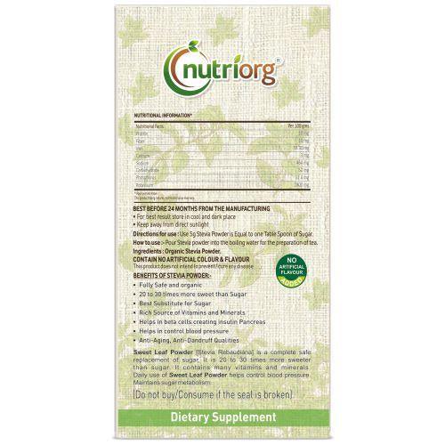 Nutriorg Certified Organic Stevia Powder - 150g - Orgoshops