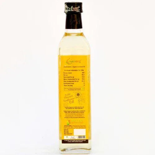 Nutriorgo Certified Organic Sunflower Oil - 500ml Glass Bottle - Orgoshops