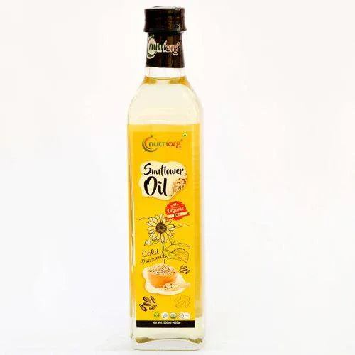 Nutriorgo Certified Organic Sunflower Oil - 500ml Glass Bottle - Orgoshops