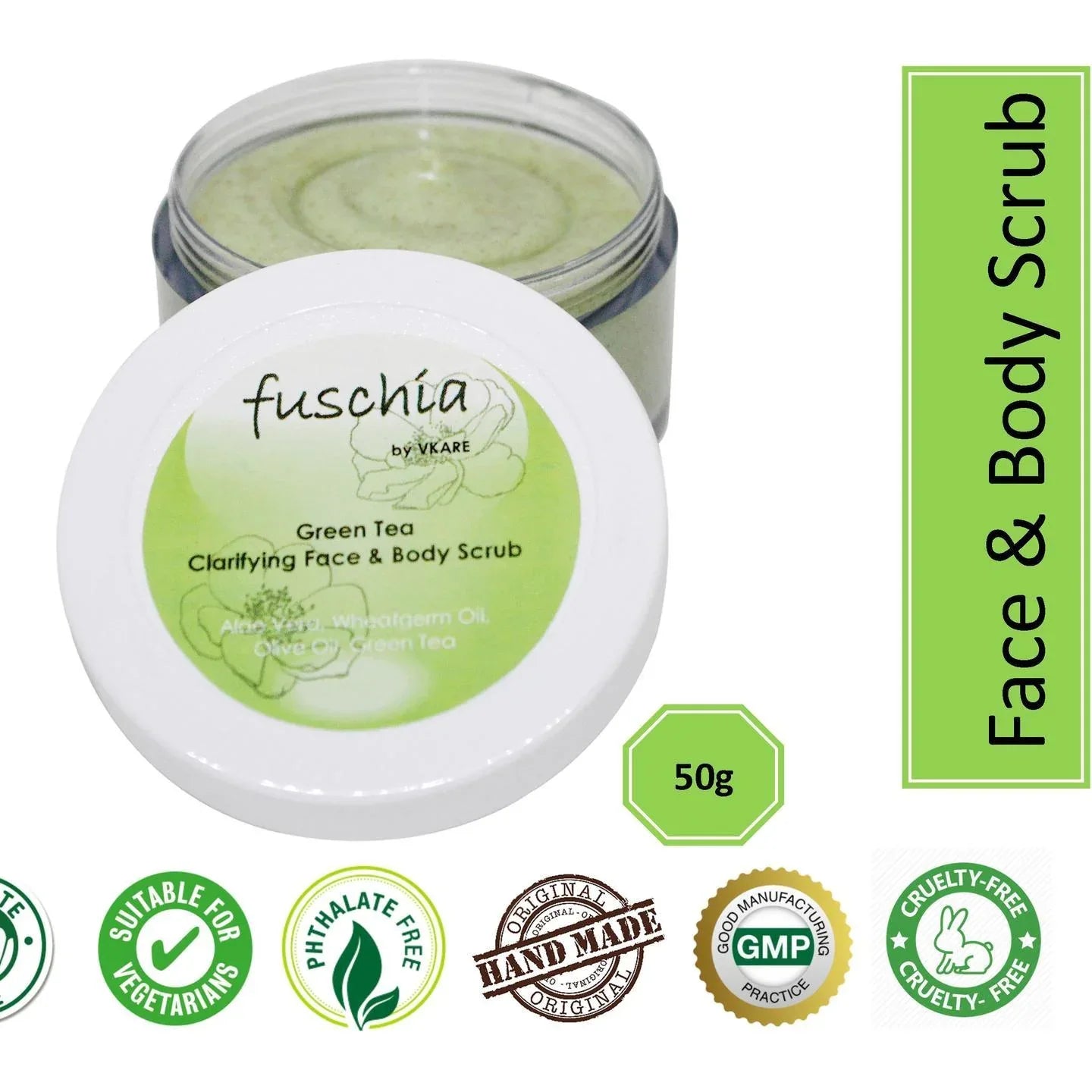 Fuschia - Green Tea - Face & Body Clarifying Scrub - 50g - Orgoshops