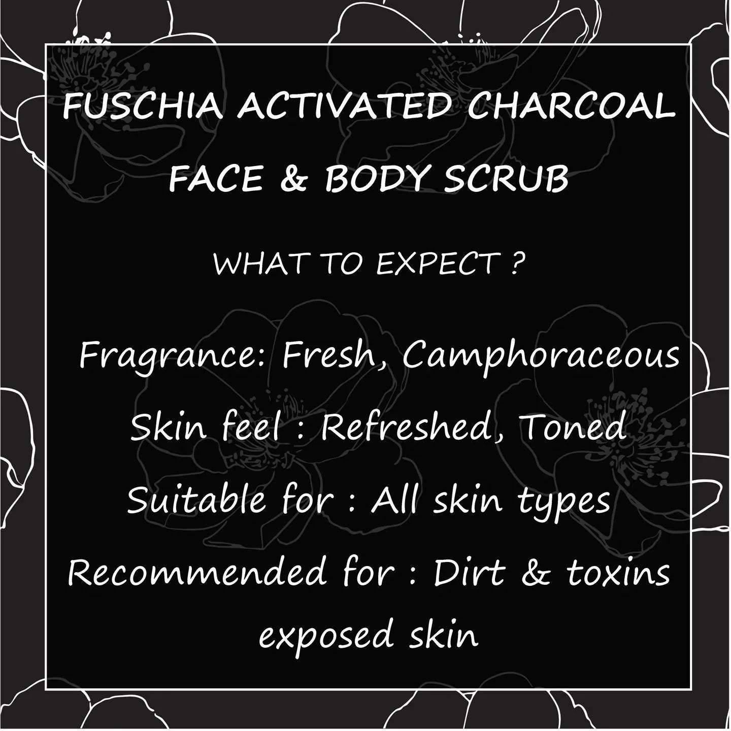 Fuschia - Activated Charcoal - Face & Body Detoxifying Scrub -50g - Orgoshops