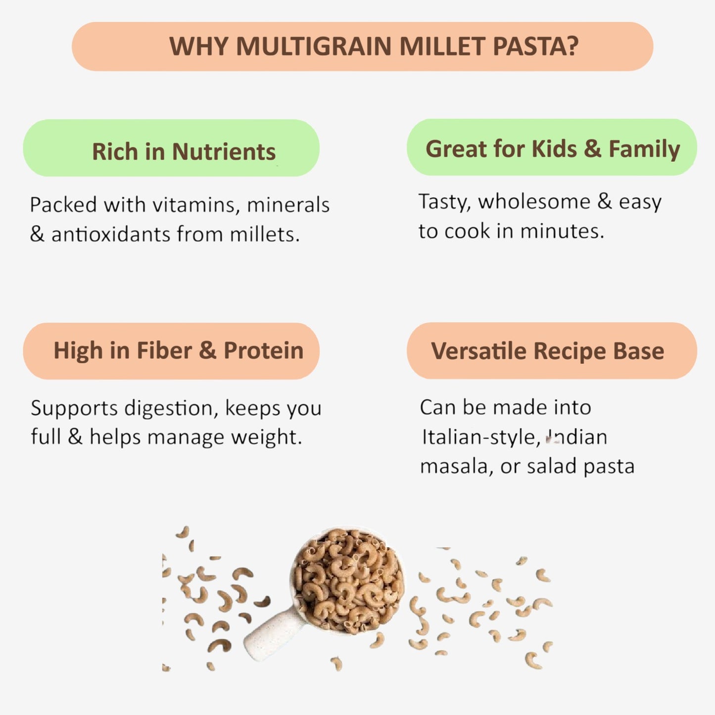 Millet 'n' Minutes Millet Pasta - Multigrain - 180 g (Pack of 2)