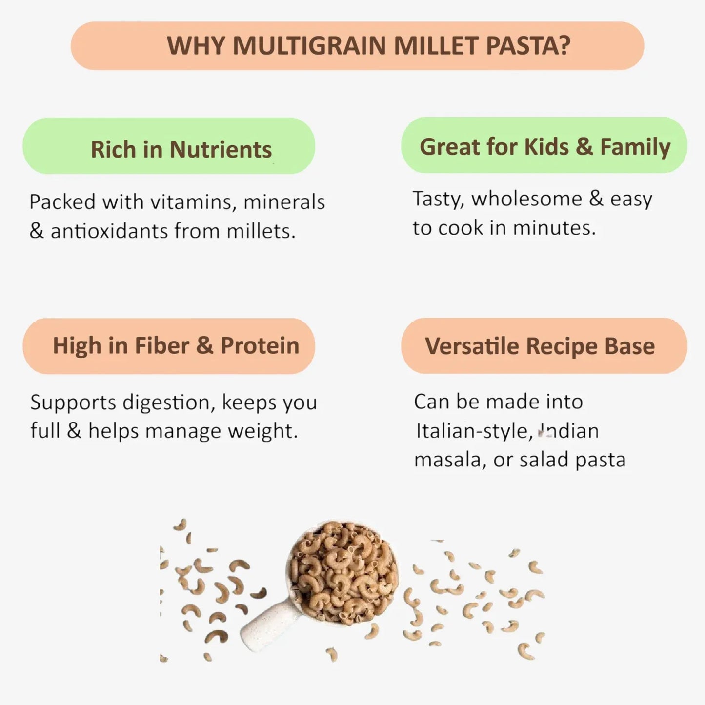 Millet 'n' Minutes Millet Pasta - Multigrain - 180 g (Pack of 2) - Orgoshops