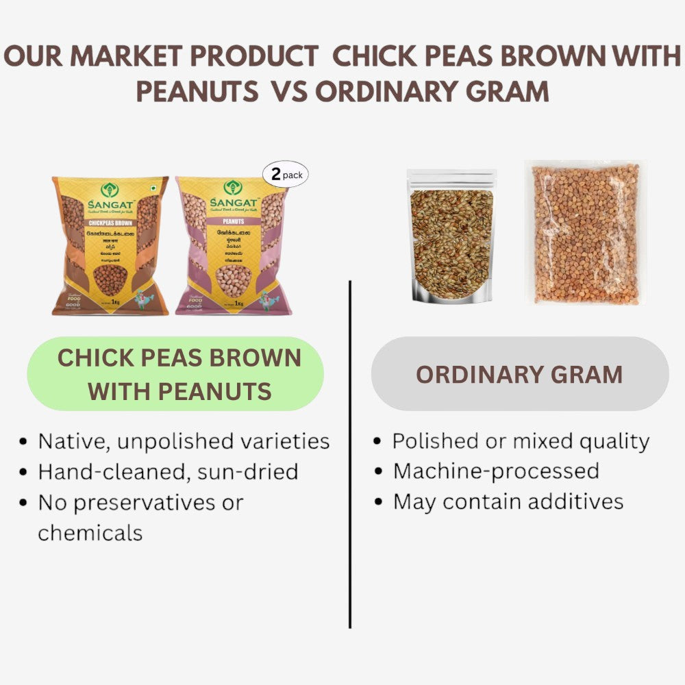 Sangat Chick Peas Brown With Peanuts Each - 1 kg (Pack of 2)