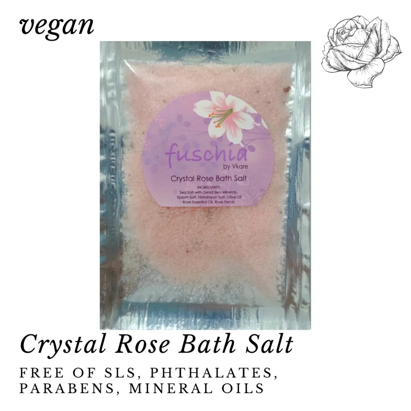 Fuschia - Crystal Rose Bath salt - 15 gms-(pack of 3) - Orgoshops