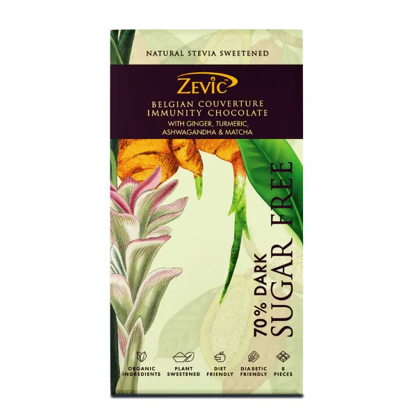 70% Dark Belgian Couverture Immunity Chocolate with Ginger,Turmeric,Ashwagandha-96g - Orgoshops
