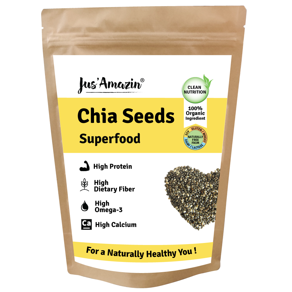 Jus Amazin Organic Chia Seeds (100g) | Single Ingredients – 100% Organic Chia seeds