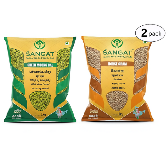 Sangat Green Moong Dal With Horse Gram Each - 1 kg (Pack of 2)