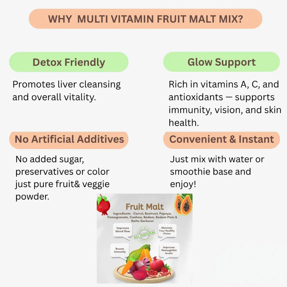 Suvai Multi Vitamin Fruit Malt Mix / Fruit Malt Mix / Malt - 250 g - Orgoshops