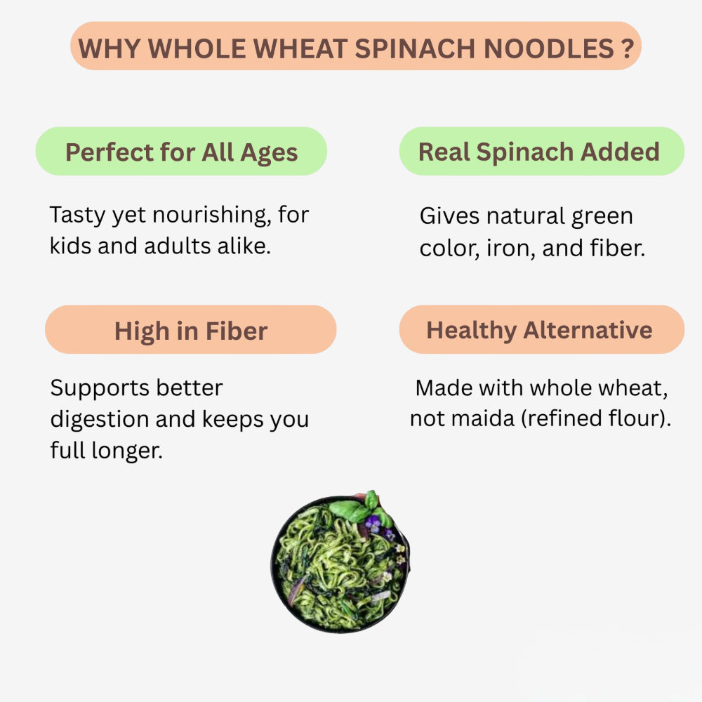 Arenga Whole Wheat Spinach Noodles / Pasalai Keerai Noodles / Chira Noodles / Palakura Noodles / Paalak Noodles - 250 g