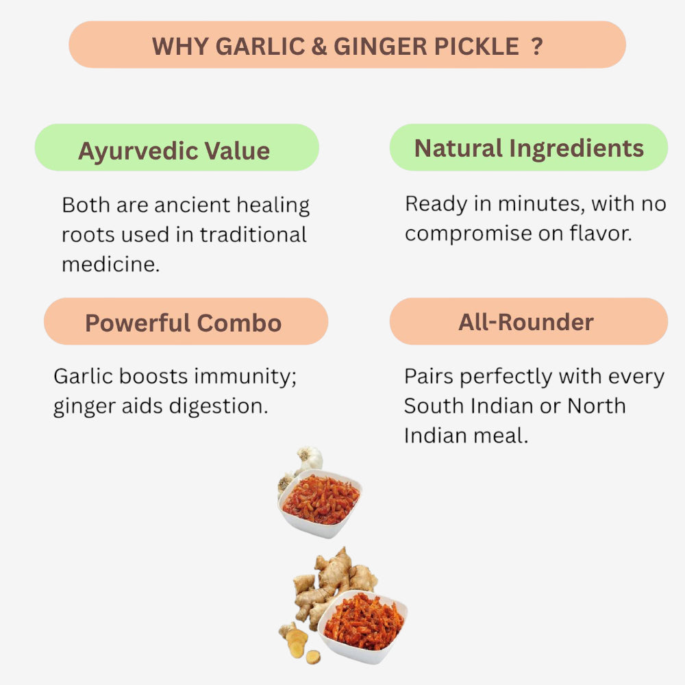 Yamini Foods Garlic Pickle / Ginger Pickle / Poondu Orugai - 500 g (Pack of 2)