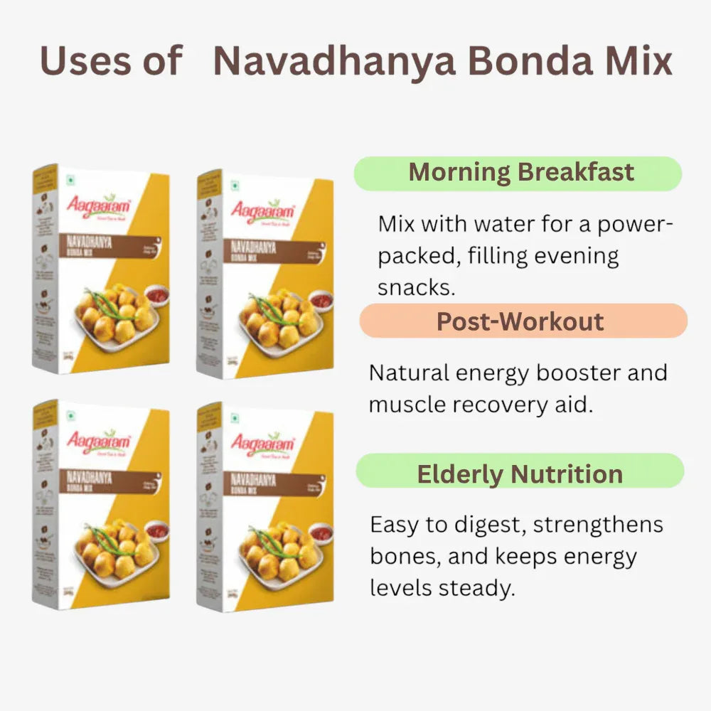 Aagaaram Navadhanya Bonda Mix - 200g ( Pack of 4 ) - Orgoshops