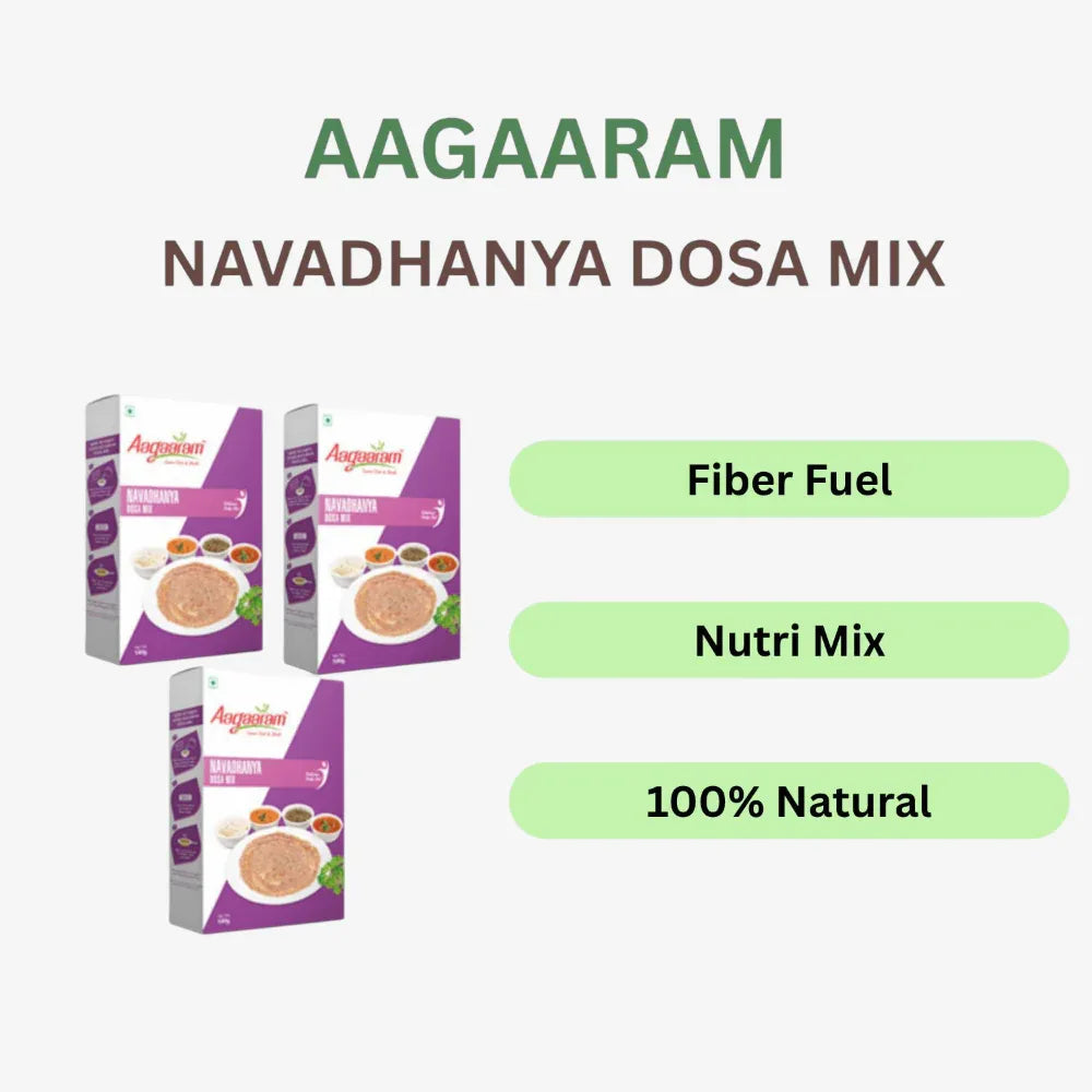 Aagaaram Navadhanya Dosa Mix - 600g ( Pack of 3 ) - Orgoshops