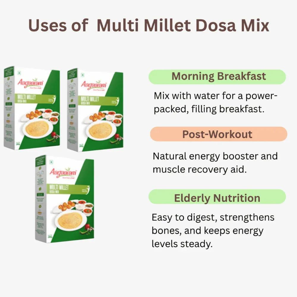 Aagaaram Multi Millet Dosa Mix - 600g ( Pack of 3 ) - Orgoshops