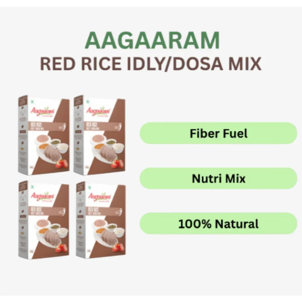 Aagaaram Red Rice Idly / Dosa Mix - 200g ( Pack of 4 ) - Orgoshops