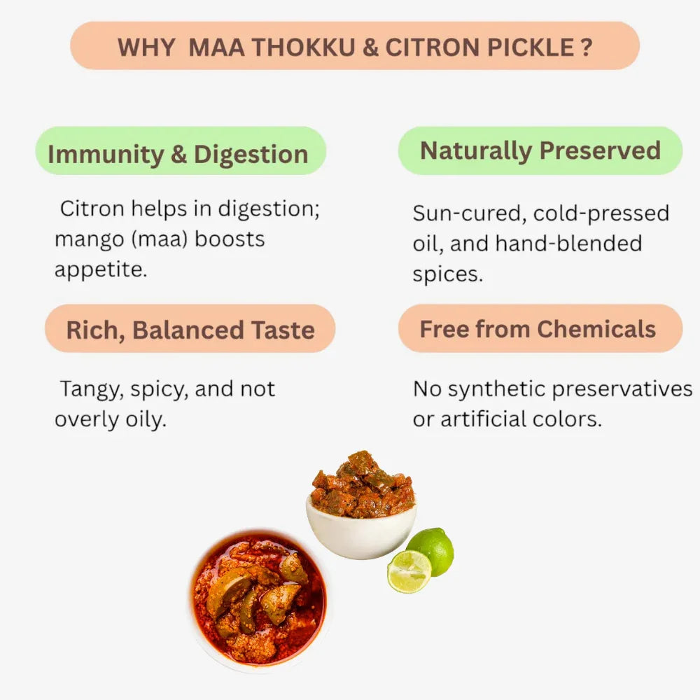 Yamini Foods Maa Thokku Orugai / Citron Pickle / Naaruthagai Orugai - 500 g (Pack of 2) - Orgoshops