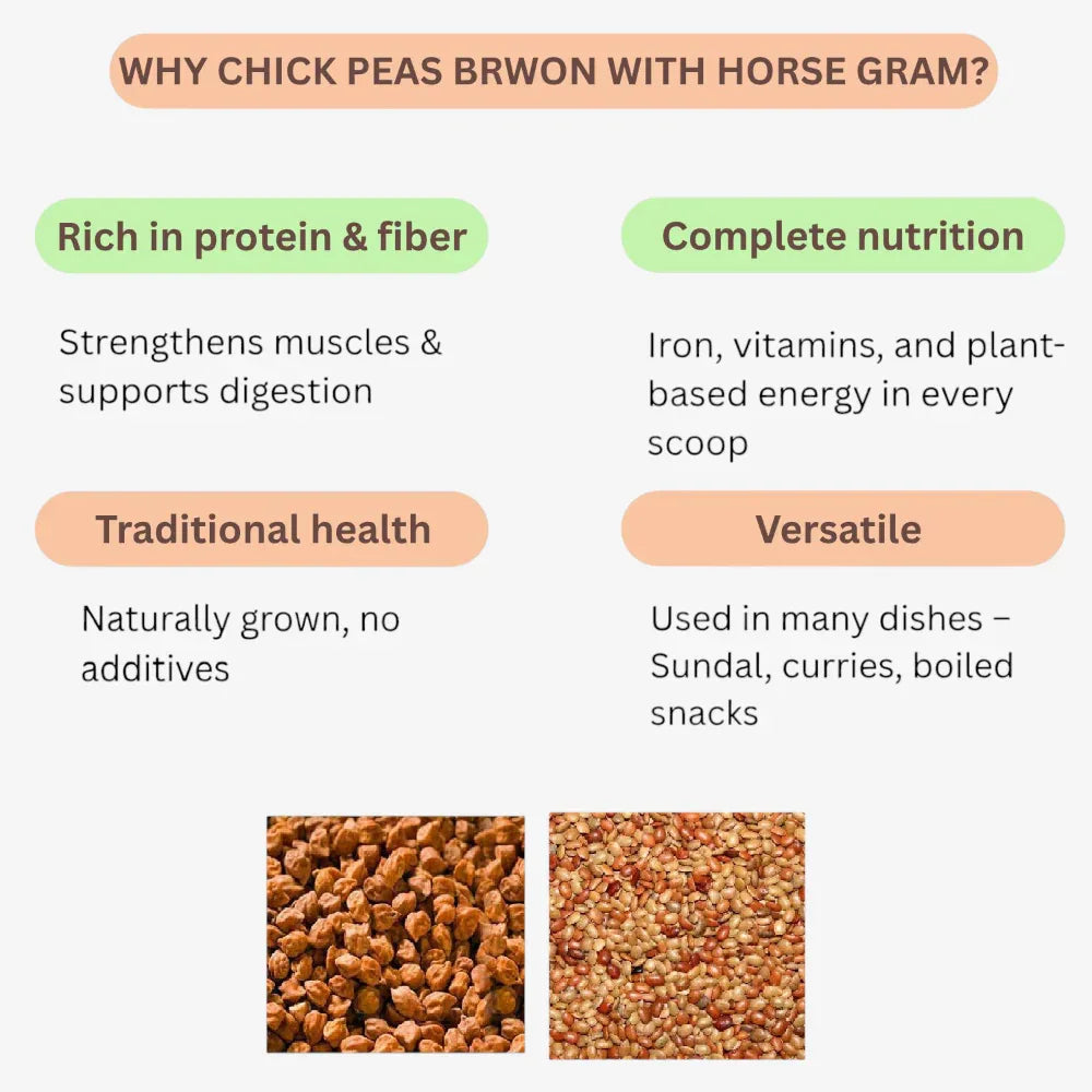 Sangat Chick Peas Brown With Horse Gram Each - 1 kg (Pack of 2) - Orgoshops