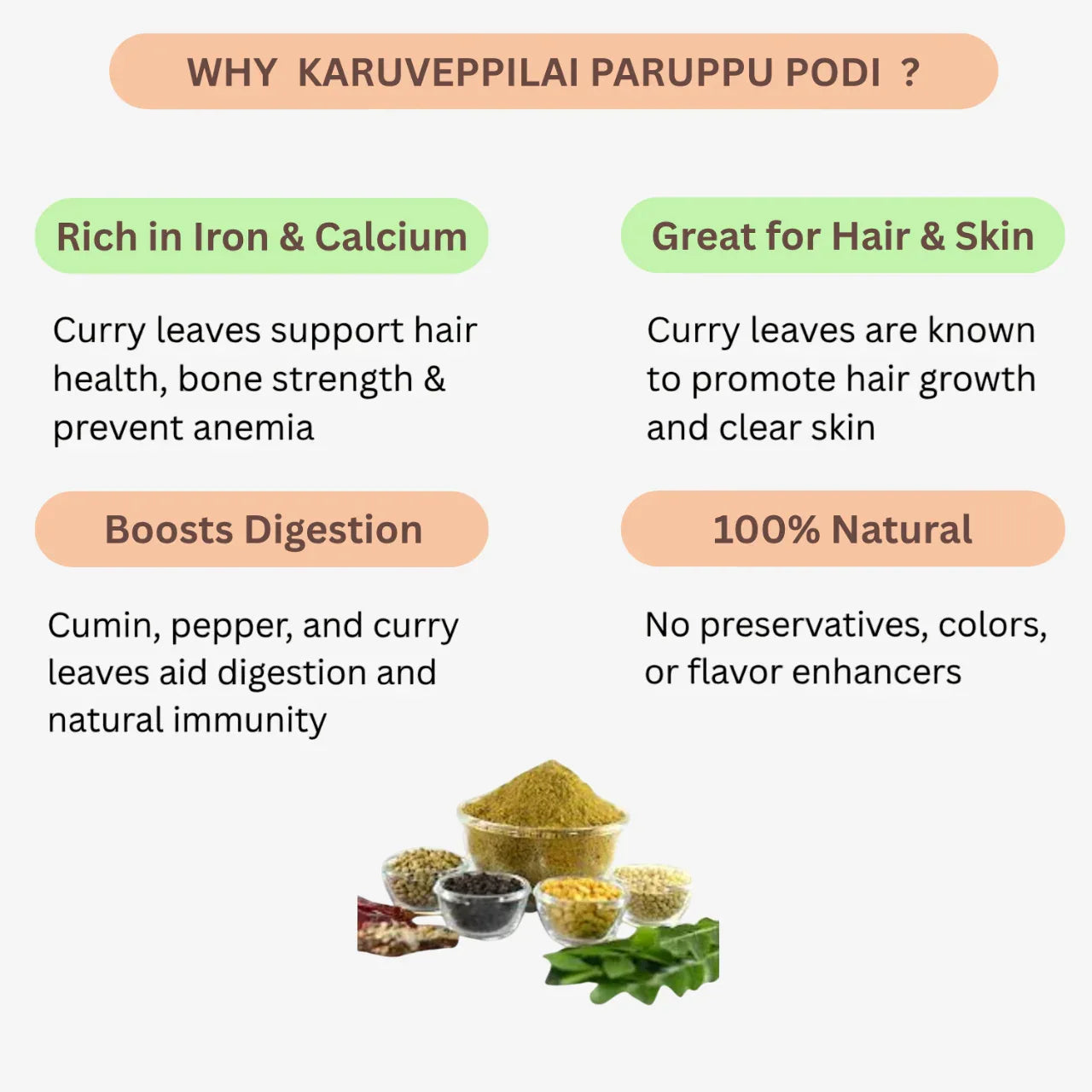 Karai Uzhavan Kudil Karuveppilai Paruppu Podi - 100 g (Pack of 2) - Orgoshops