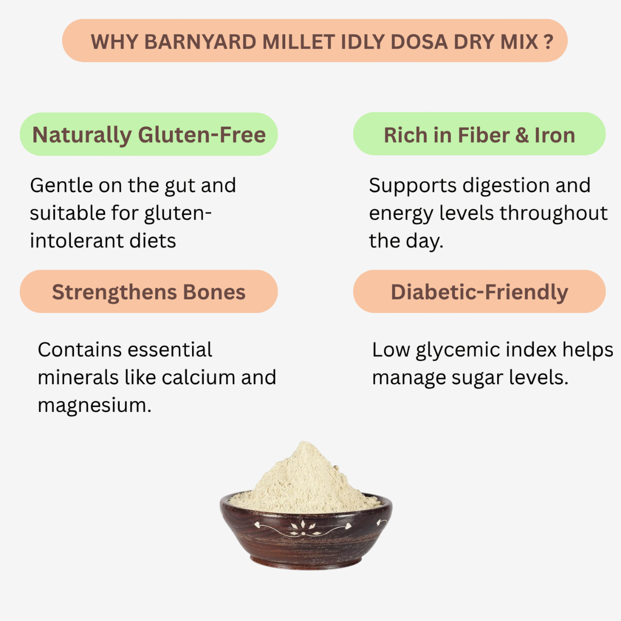 Intake Barnyard Millet Idly Dosa Dry Mix / Kuthiravali Mix / Idly Dosa Dry Mix - 500 g