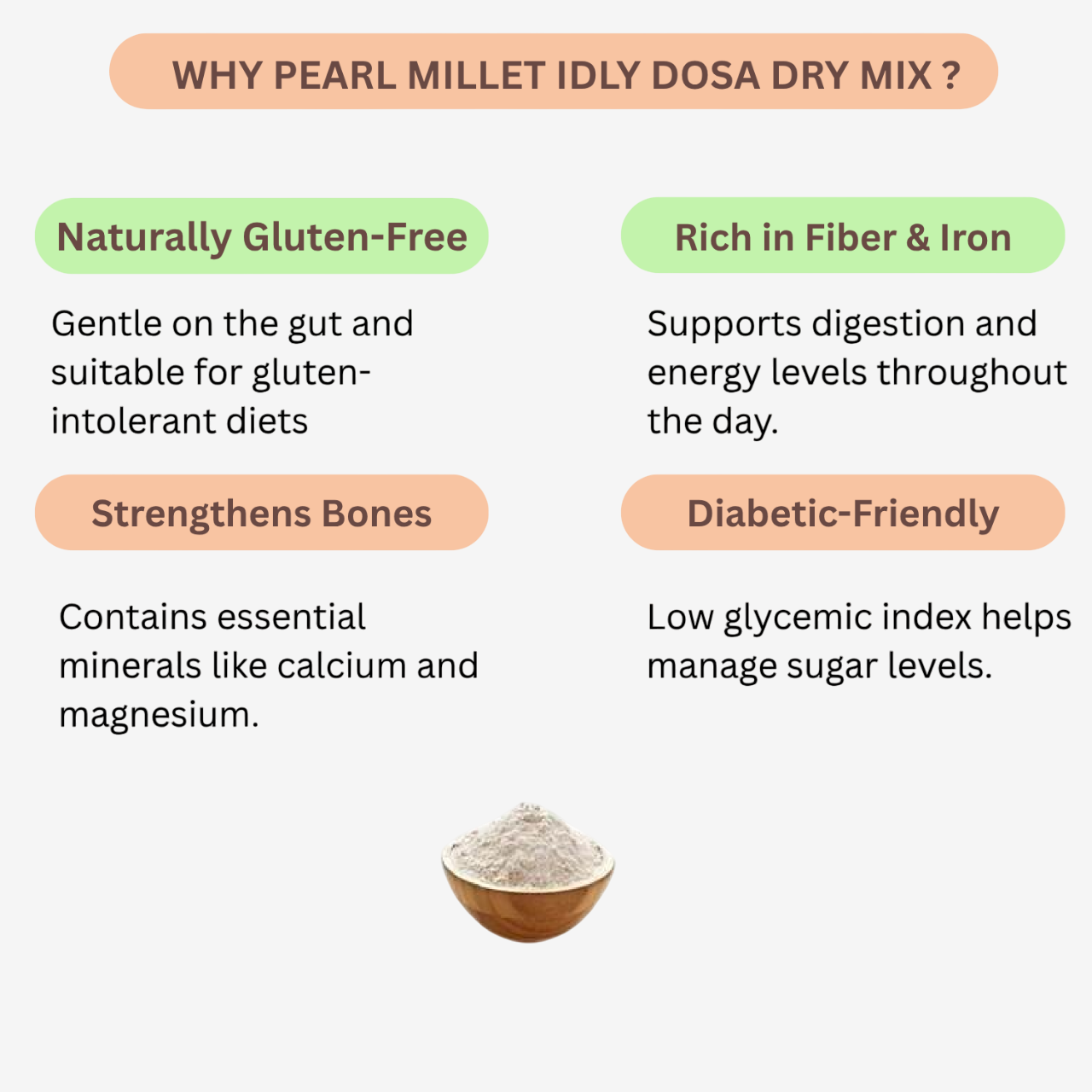Intake Pearl Millet Idly Dosa Dry Mix / Kambu Idly Dosa Dry Mix / Pearl Idly Dosa Dry Mix - 1 kg