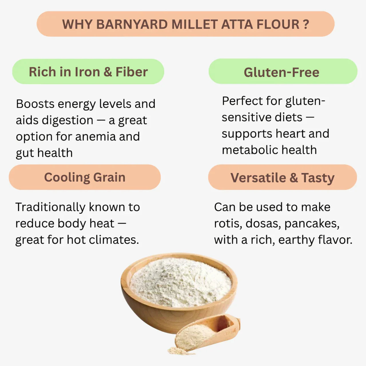 Intake Barnyard Millet Atta Flour / Kuthiravali / Barnyard Millet Flour - 1 kg - Orgoshops