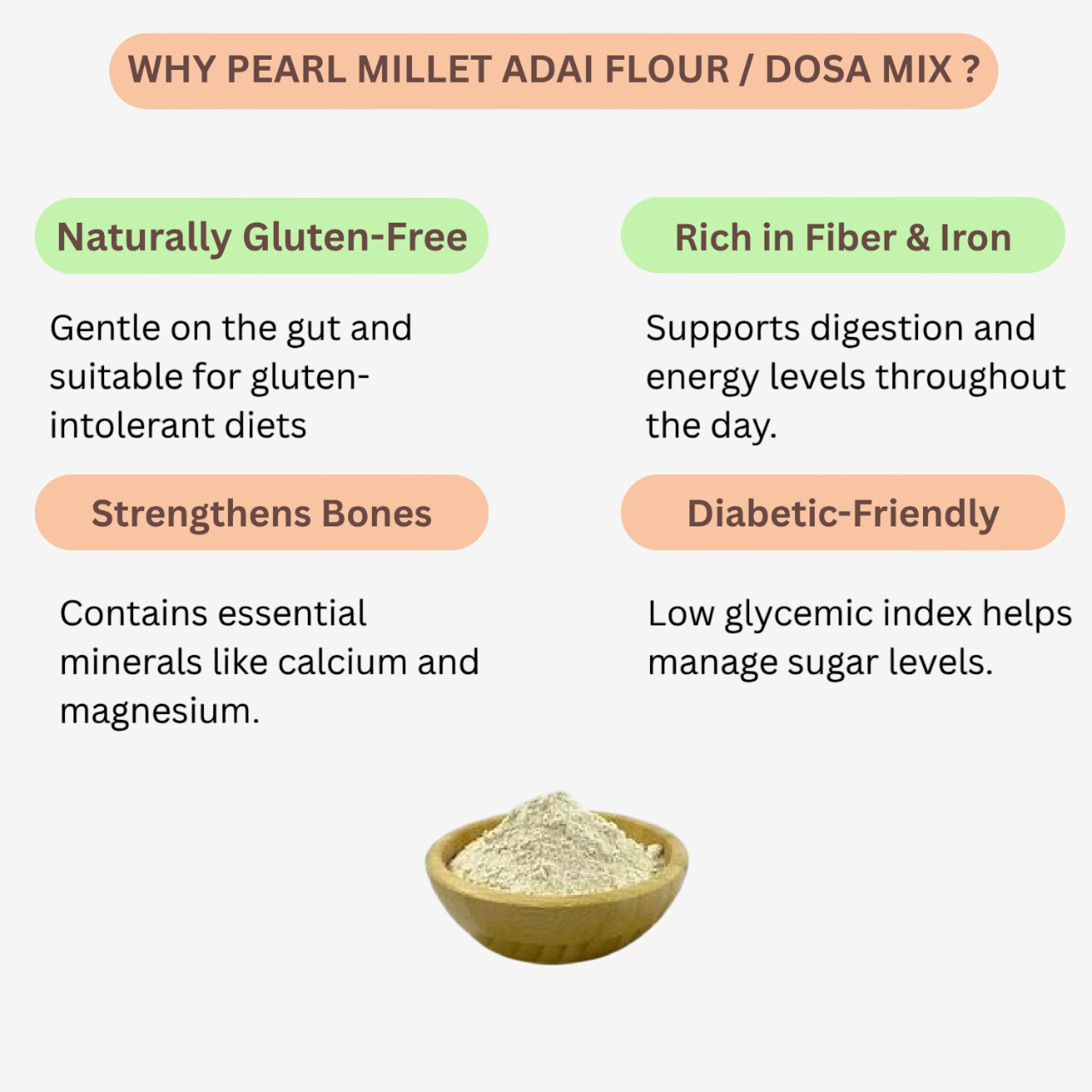 Intake Pearl Millet Adai Flour / Kambu Adai Flour / Millet Adai Flour - 1 kg