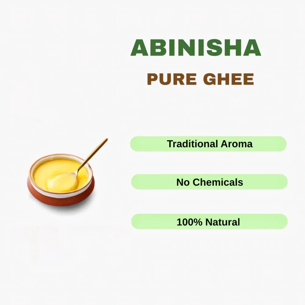 Abinisha Ghee | Pure Ghee | Premium Ghee| Cow Ghee | A1 Grade Export Quality Ghee | Tuppa - Desi Ghee with Rich Aroma - 500ml - Orgoshops