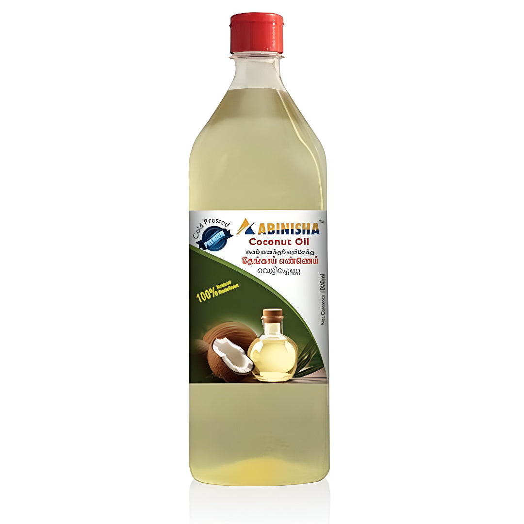 Abinisha Cold Pressed Coconut Oil / Kolhu / Kacchi Ghani / Wood Chekku Coconut Oil - 1 Litre
