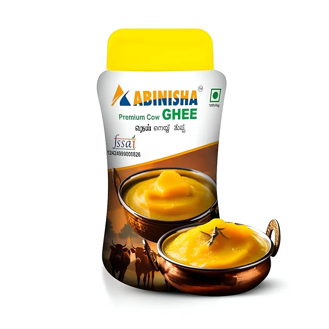 Abinisha Ghee | Pure Ghee | Premium Ghee| Cow Ghee | A1 Grade Export Quality Ghee | Tuppa - Desi Ghee with Rich Aroma - 500ml - Orgoshops