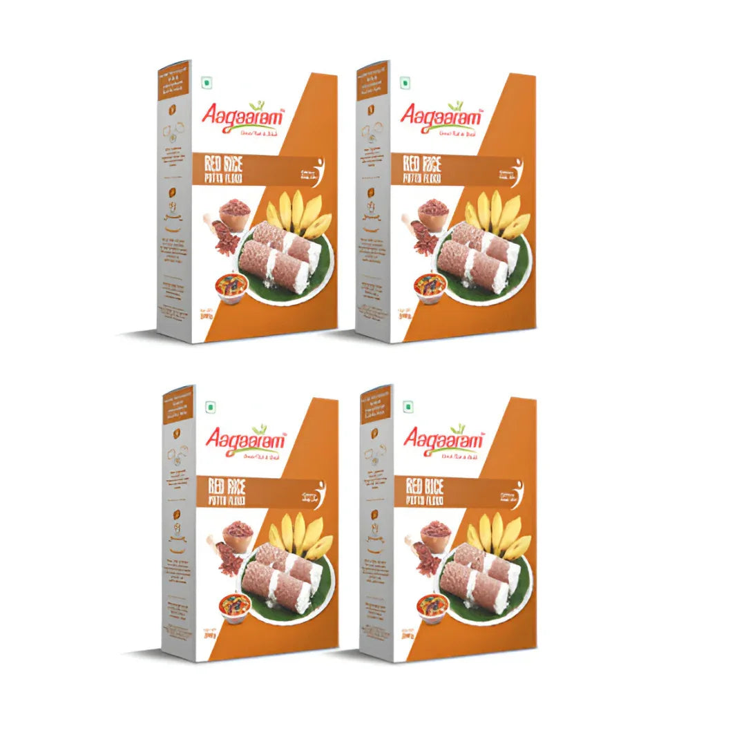 Aagaaram Red Rice Puttu Flour - 200g ( Pack of 4 ) - Orgoshops