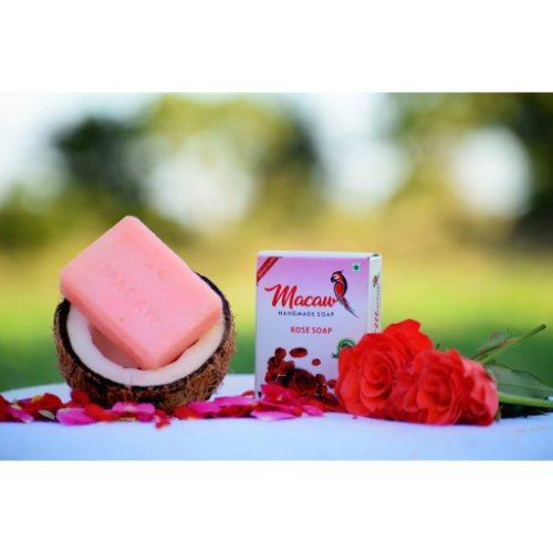 Macaw Herbal Charcoal and Rose Soap - 200g (Pack of 2)