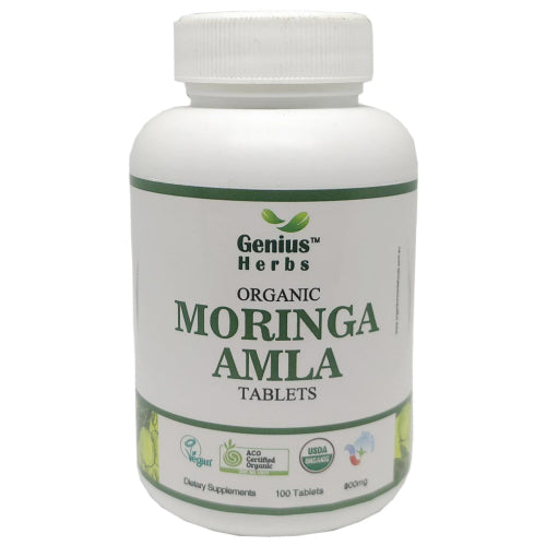 Genius Herbs Organic Moringa Amla - 100 Tablets