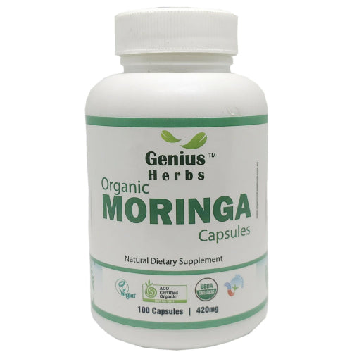 Genius Herbs Organic Moringa Capsules - 100 capsules