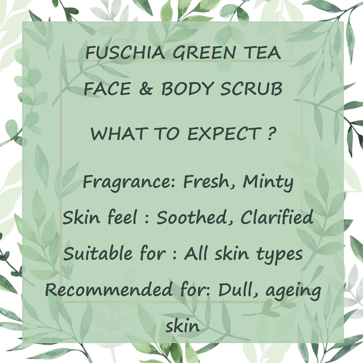 Fuschia - Green Tea - Face & Body Clarifying Scrub ( 15g, Pack of 2 )