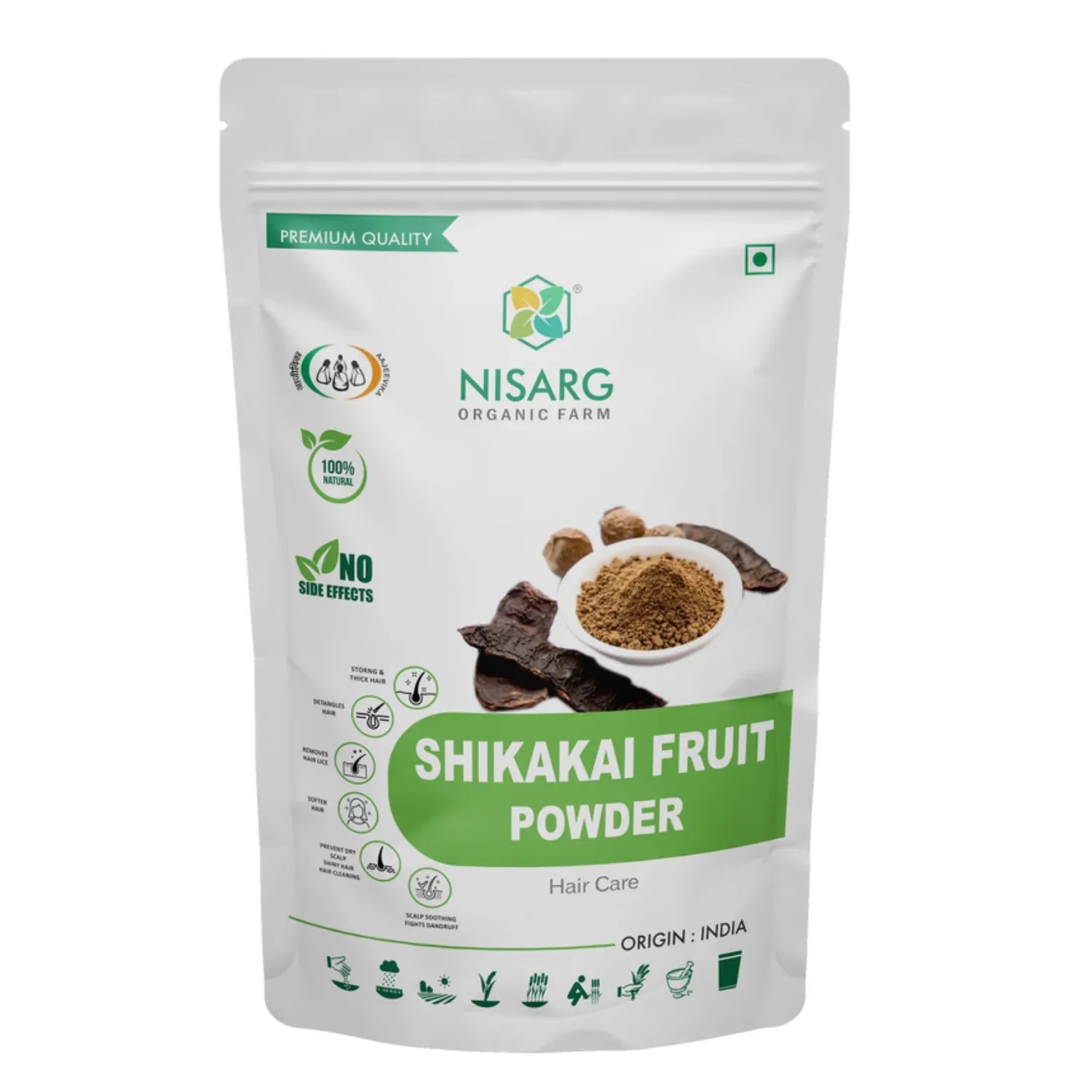 Nisarg Organic Farm Shikakai Fruit Powder - Orgoshops